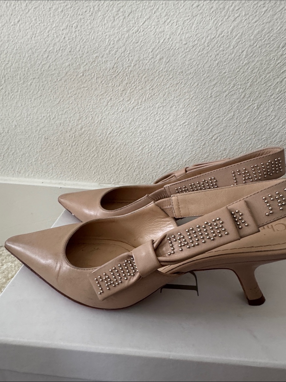 Authentic Dior J’ADIOR Nude Slingback Pointed-Toe Pumps - Picture 6 of 12